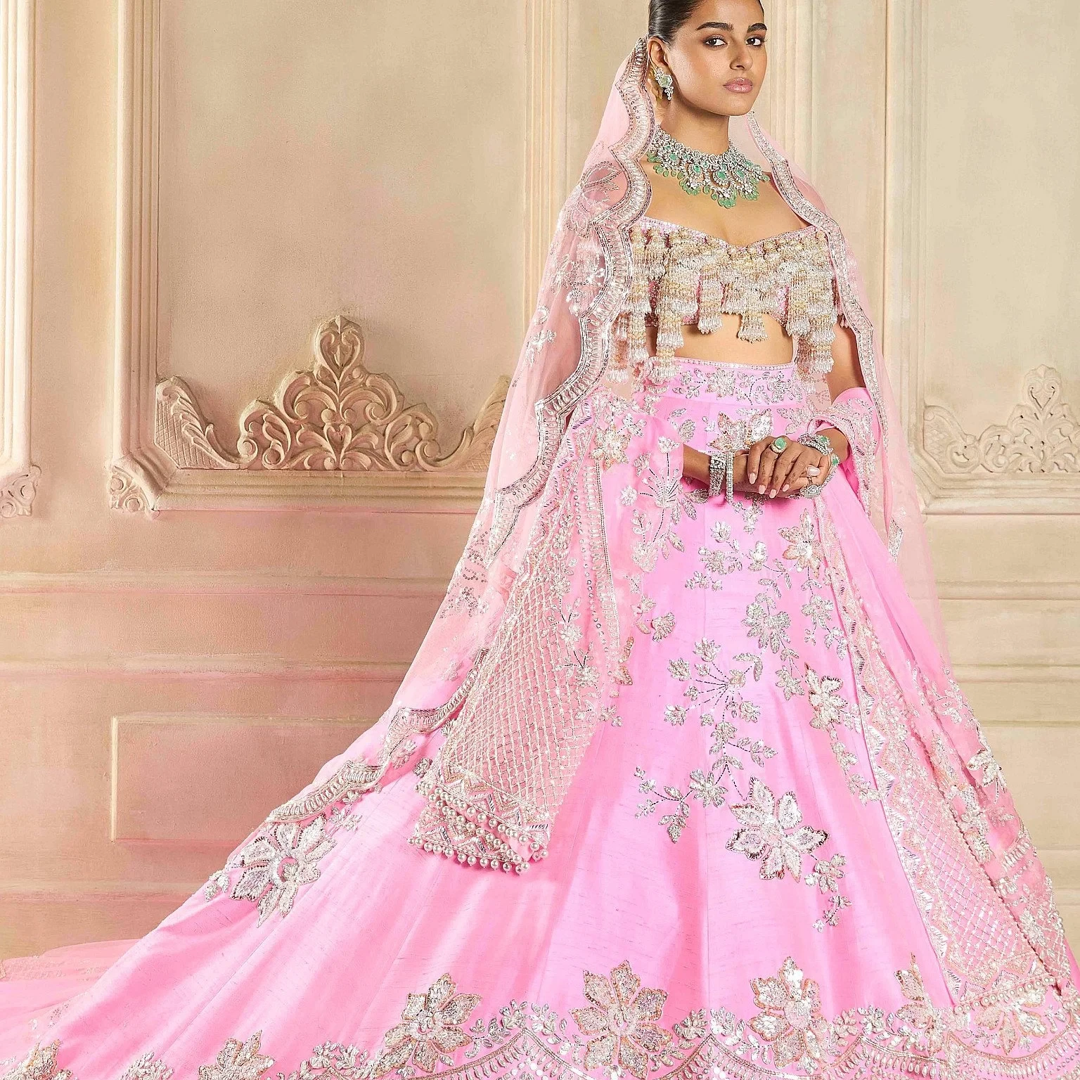 Rose Quartz Embroidered Lehenga Set