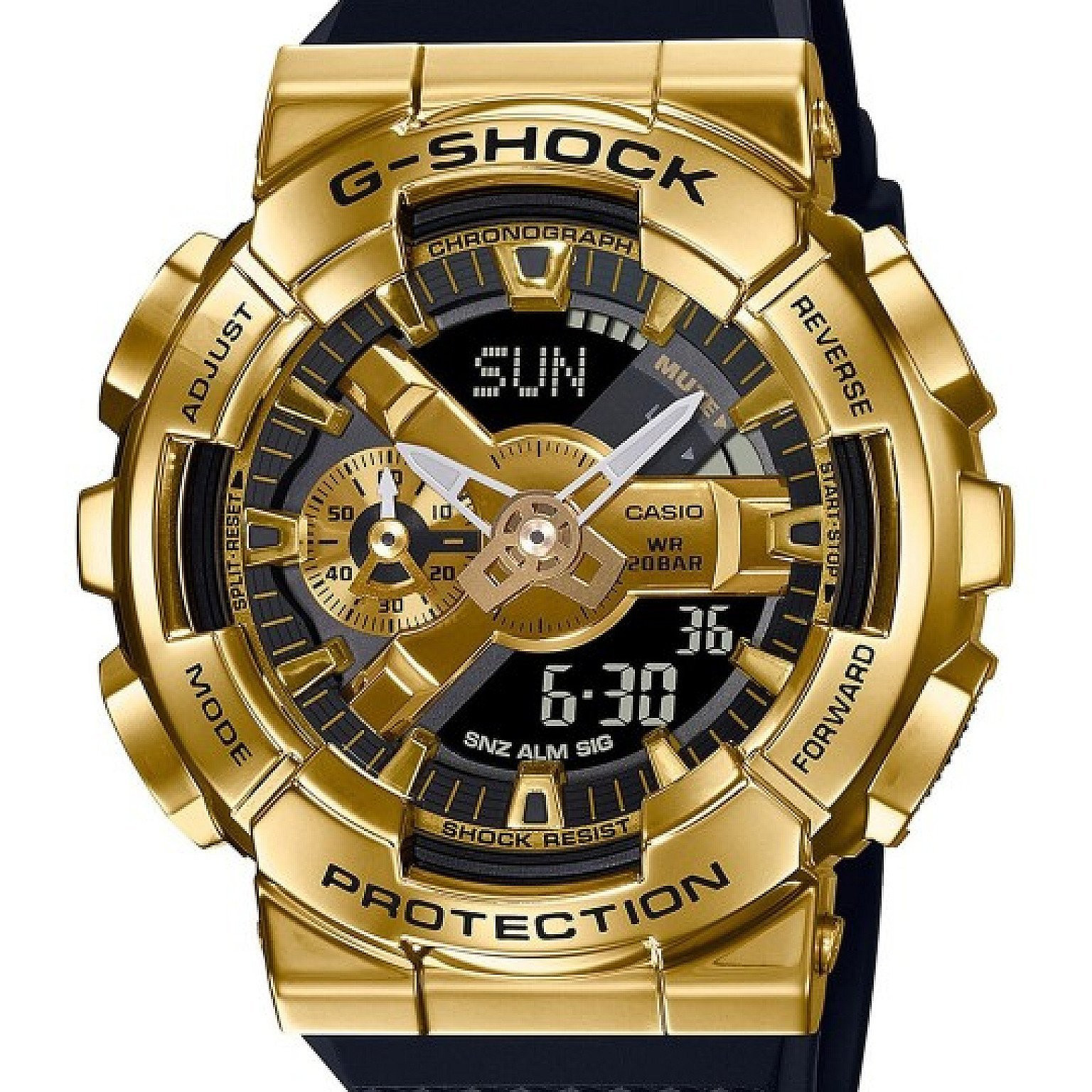 CASIO Men G-Shock G-Steel GM-110G-1A9DR Gold Ana-Digi Dial Black Resin Strap Watch G1053