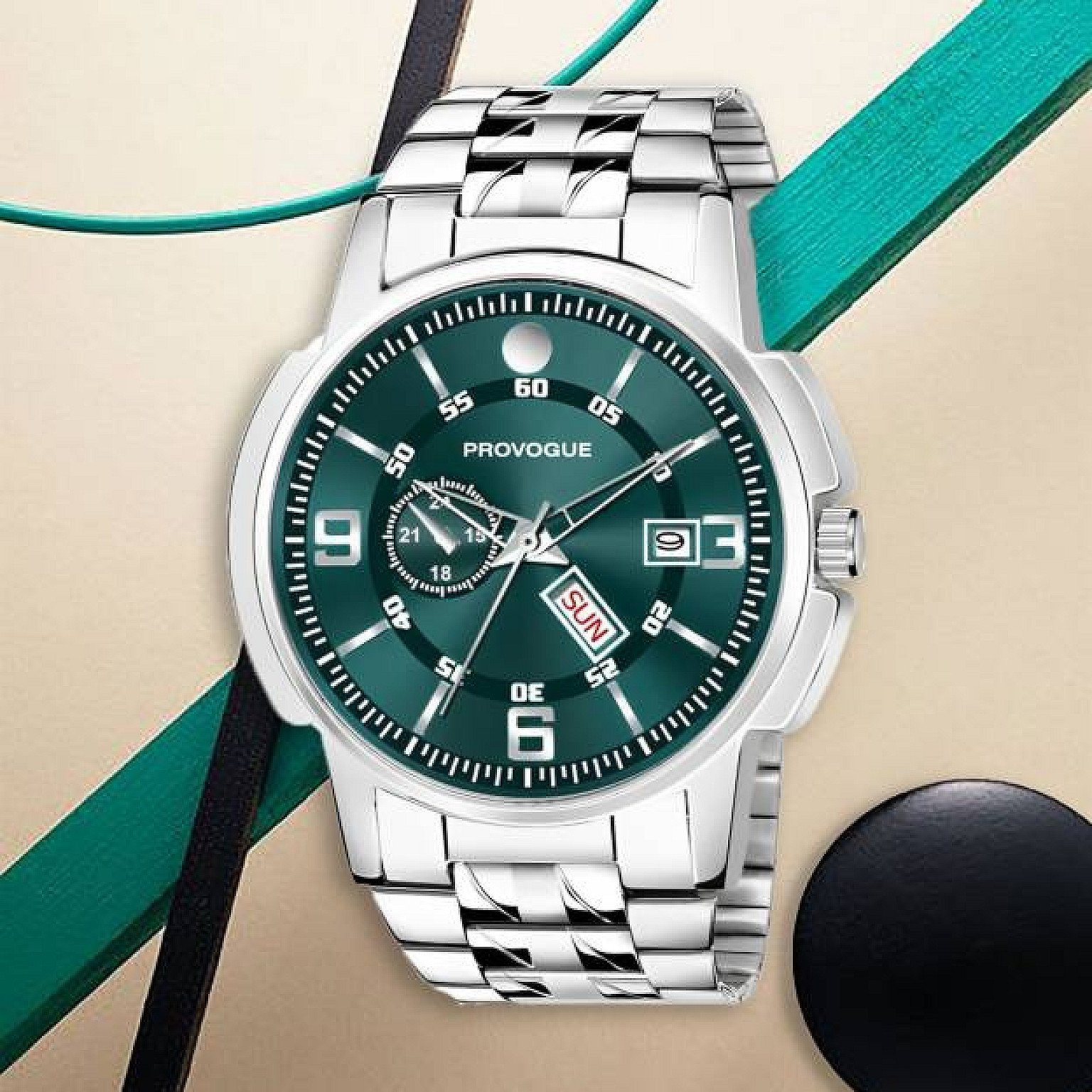 Sports Formal Casual Series Analog Watch - For Men SK-PG-4075-SGRN-SLVR Basic for Men with Day and Date Display