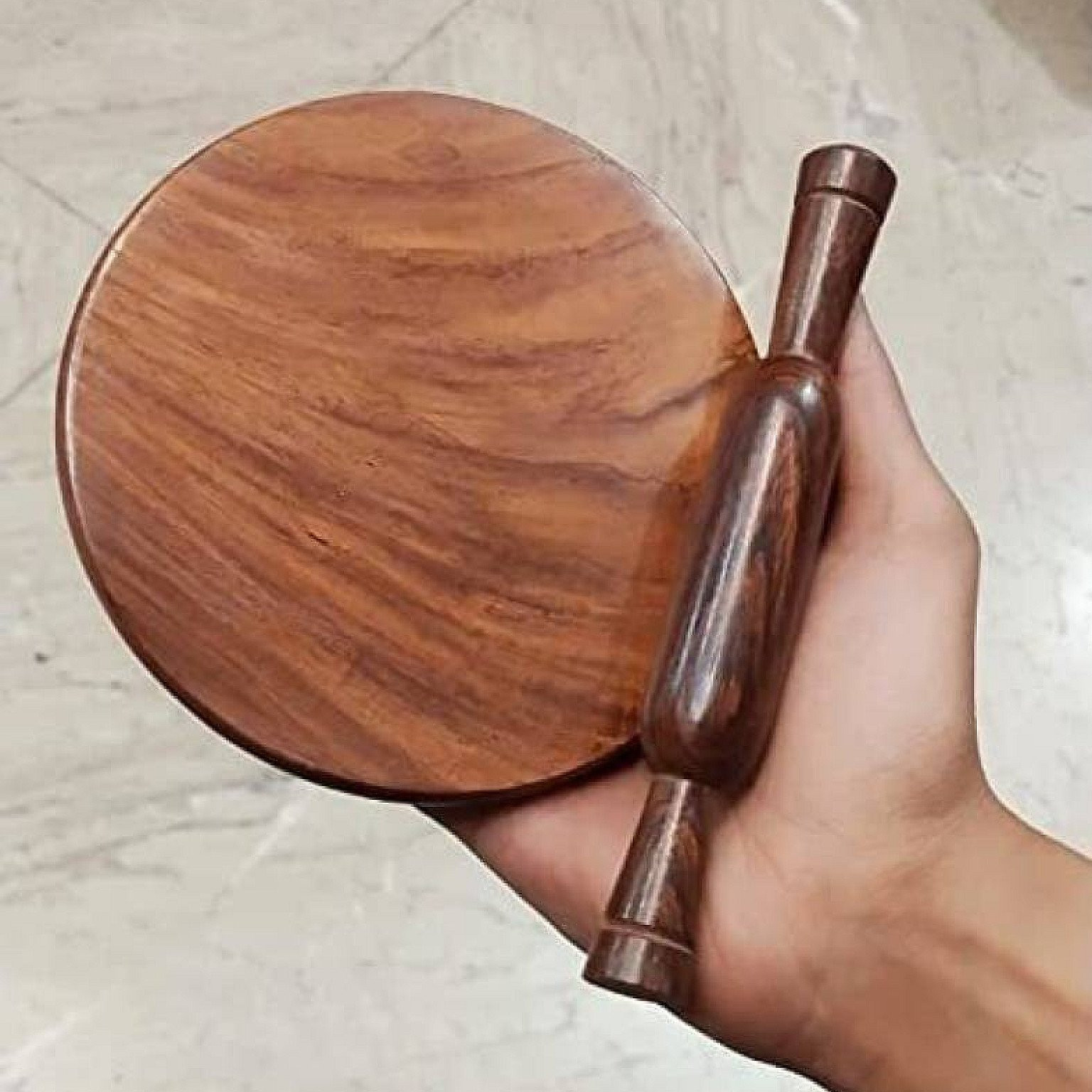 Shine Shopping Pure Sheesham Wood Small Size Chakla Belan and Rolling Pin for Kids - 6 Inch